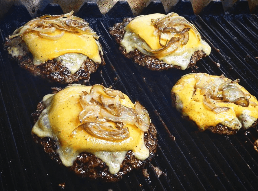 Burgers on grill